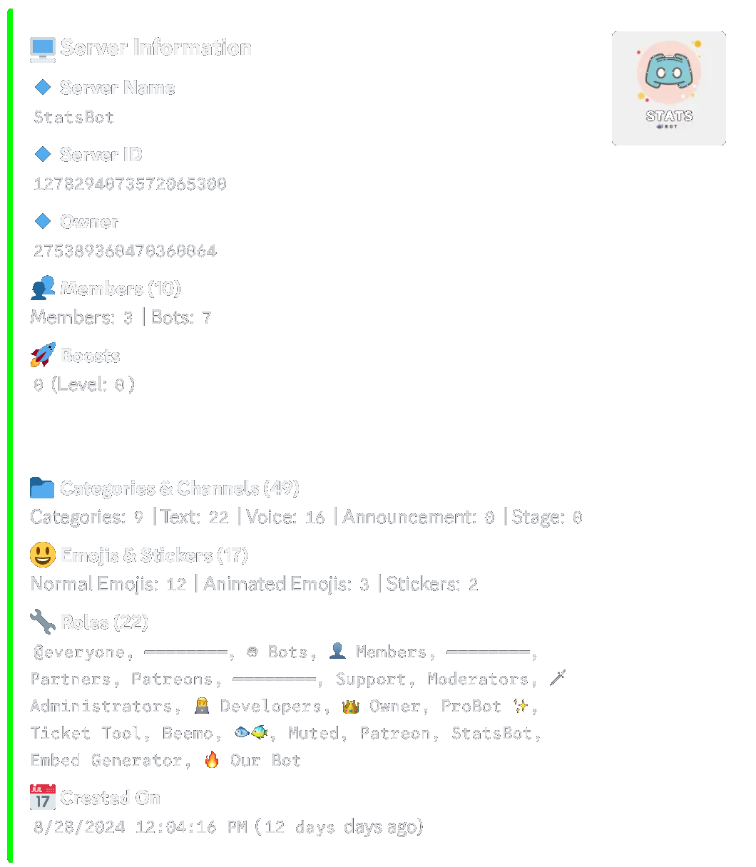 StatsBot Server Info